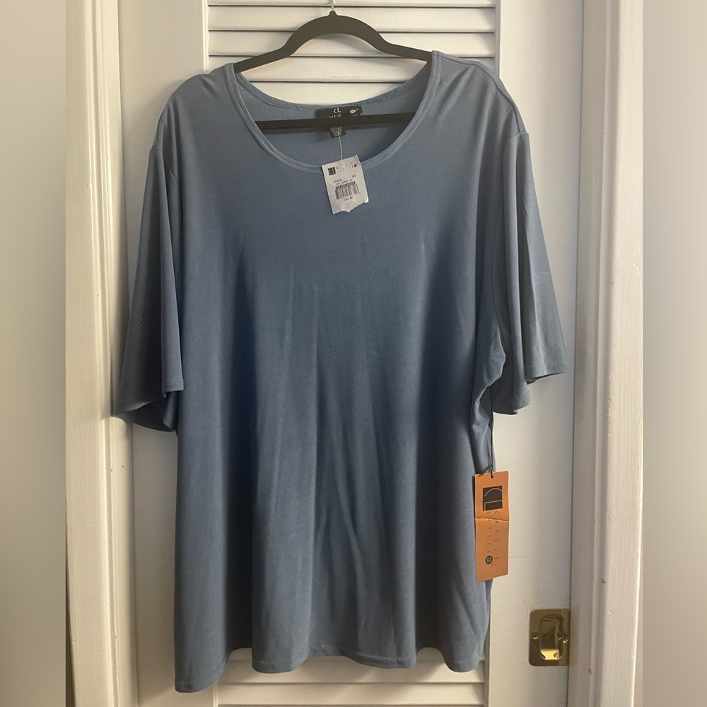 CL Carole Little NWT Ultra Flattering & Comfy Slate Blue Jersey Shirt, 3X, XXXL - Picture 7 of 7